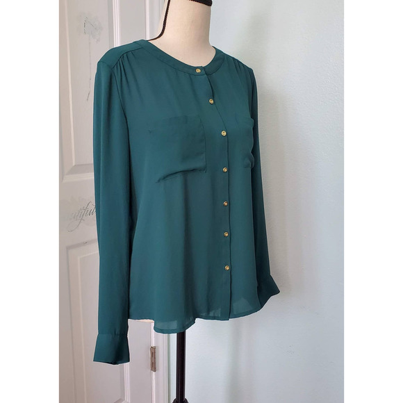 Forever 21 Long Sleeve Green Shirt Size S - Picture 3 of 4